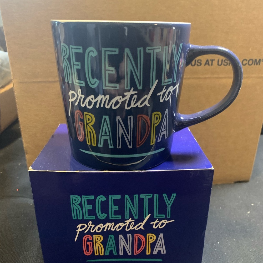 Recently Promoted to Grandpa Blue Mug